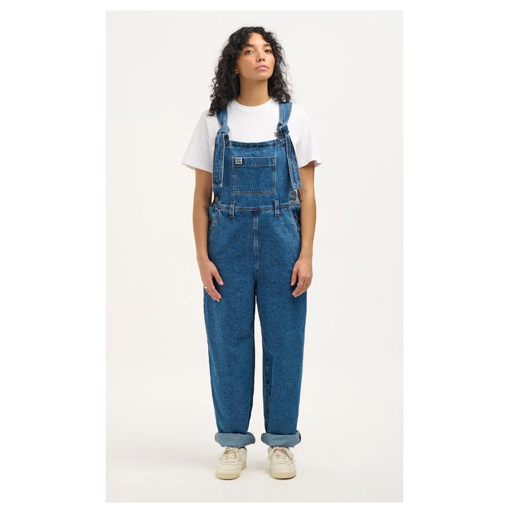 Lucy & Yak Easton Dungarees Organic Denim Mid Wash Blue